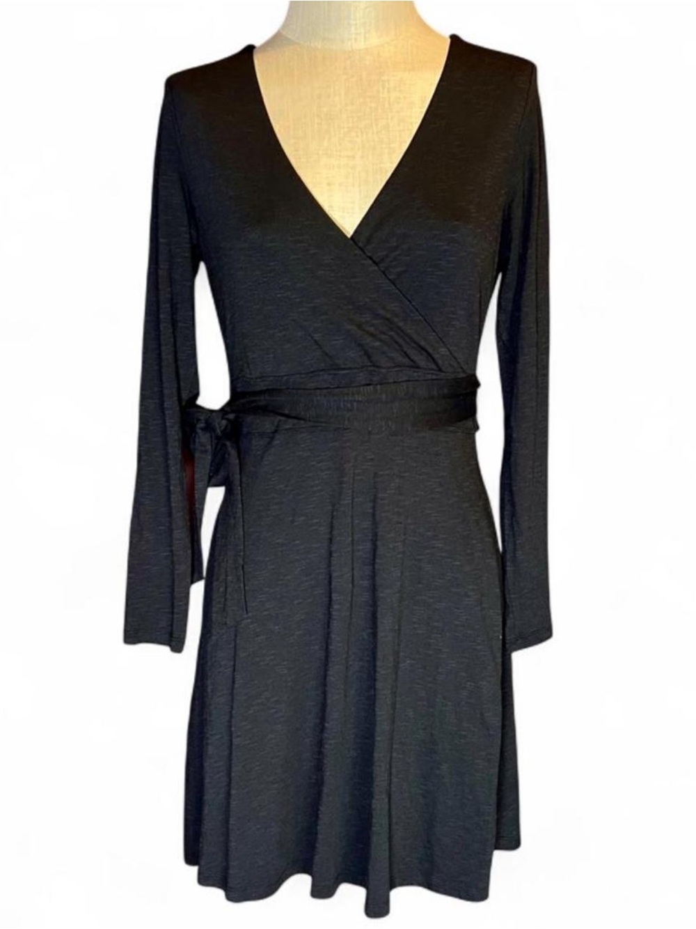 🖤Toad&Co Black Long Sleeve Faux Wrap Dress • Organic Cotton